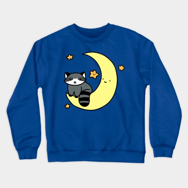 Crescent Moon Raccoon Crewneck Sweatshirt by saradaboru